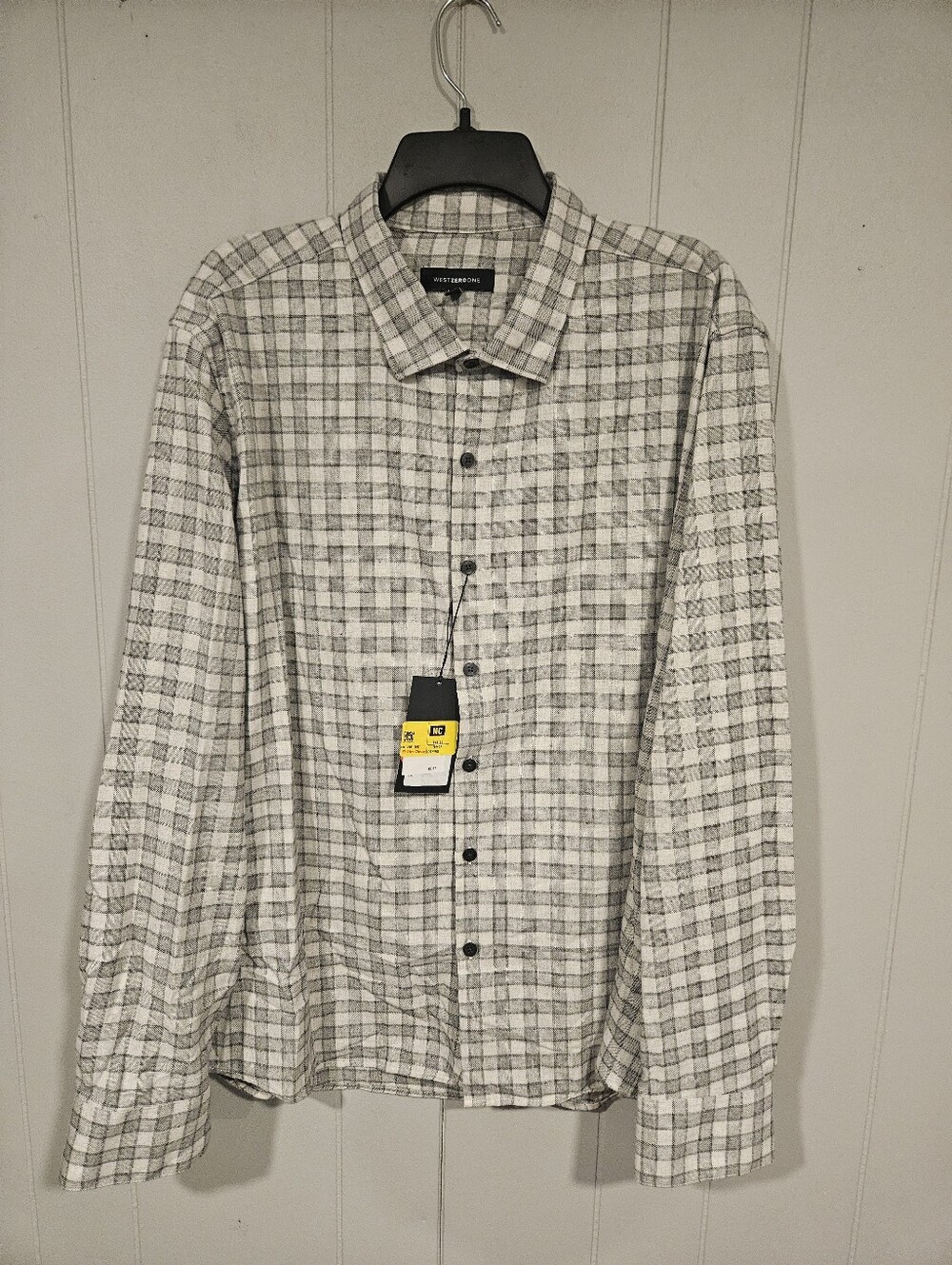 West Zero One Men’s Long Sleeve Button Up Casual Shirt Size XXL Gray Plaid NWT